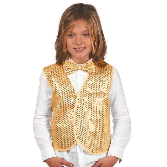 Kids Gold Sequin Waistcoat