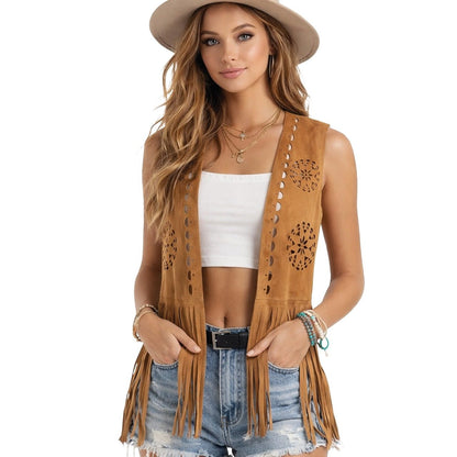 Brown Hippie Waistcoat with Fringes
