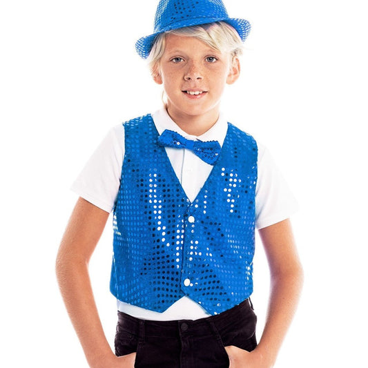 Kids Blue Eco Sequin Waistcoat