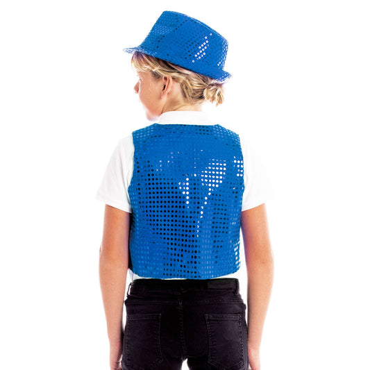 Kids Blue Eco Sequin Waistcoat
