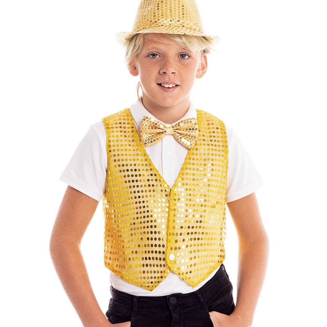Kids Gold Sequin Eco Waistcoat