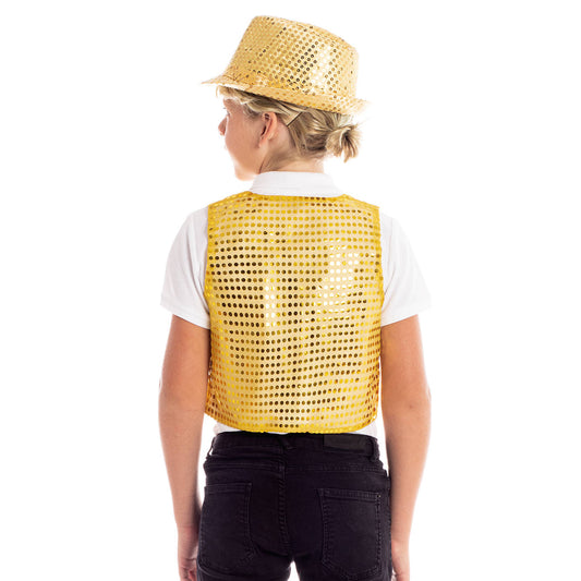 Kids Gold Sequin Eco Waistcoat