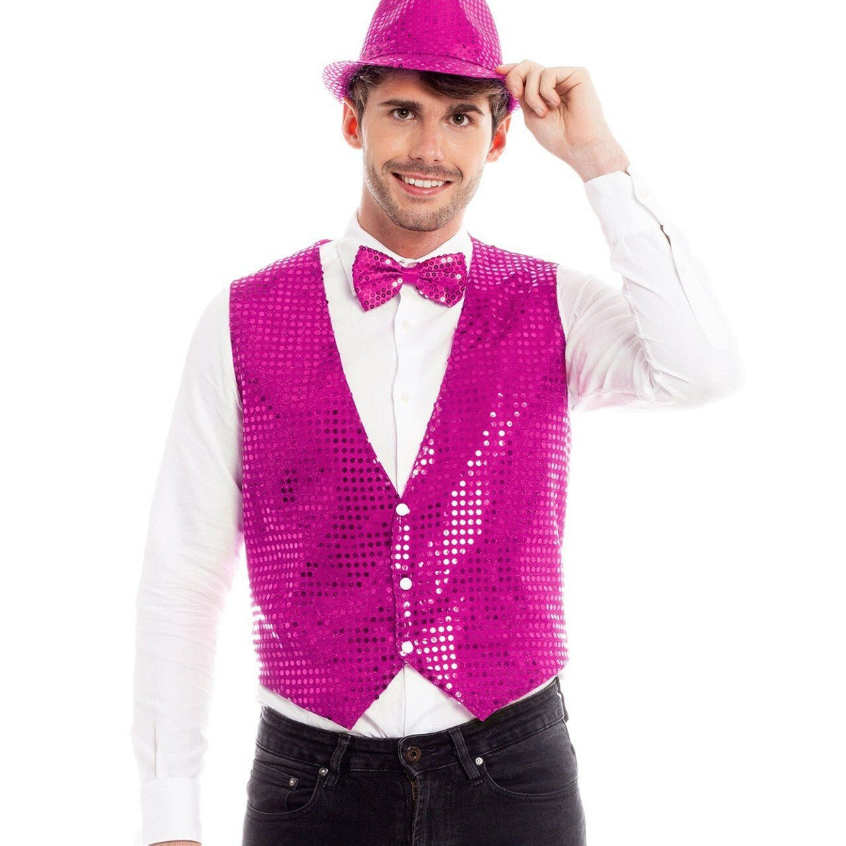 Eco Fuchsia Sequin Waistcoat
