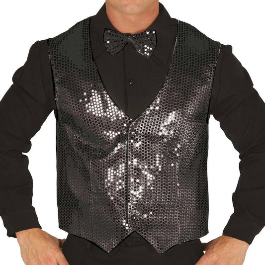 Adult Black Sequin Waistcoat
