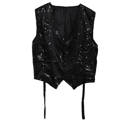 Adult Black Sequin Waistcoat