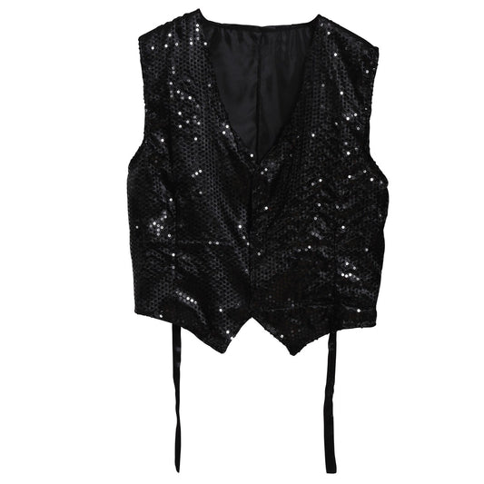Adult Black Sequin Waistcoat
