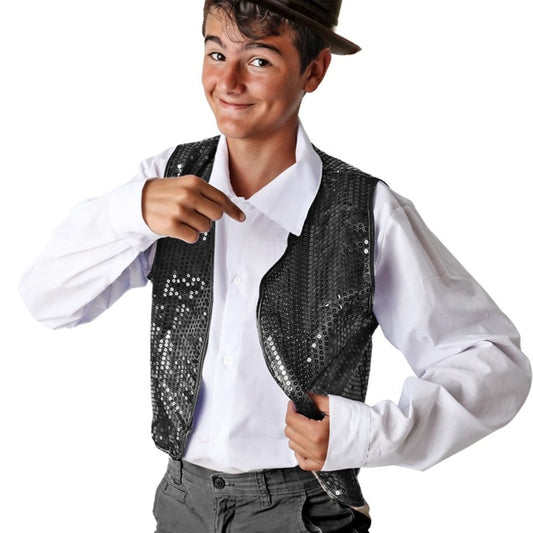 Kids Classic Black Sequin Waistcoat