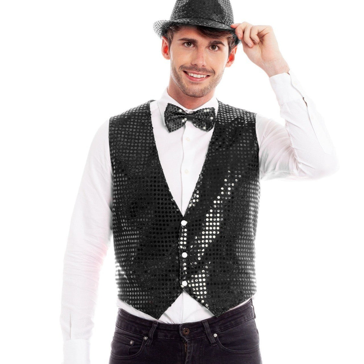 Black Eco Sequin Waistcoat