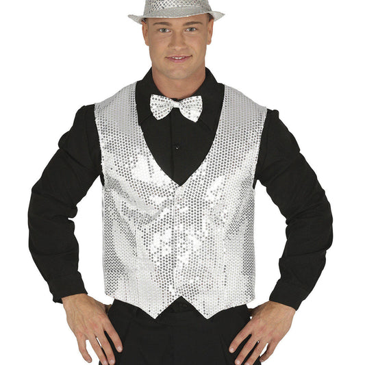 Silver Sequin Waistcoat Adult