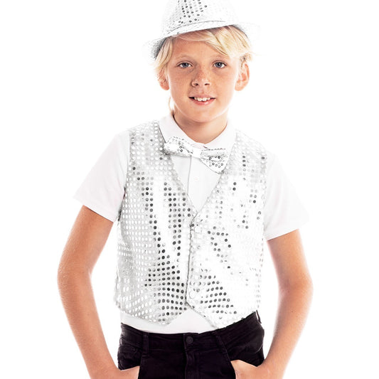Kids Silver Sequin Eco Waistcoat