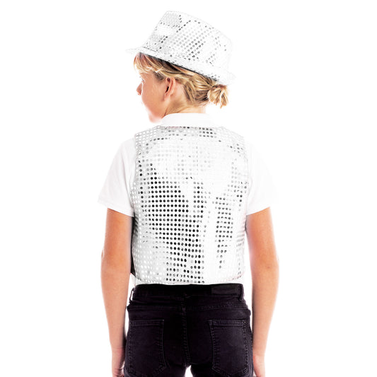 Kids Silver Sequin Eco Waistcoat