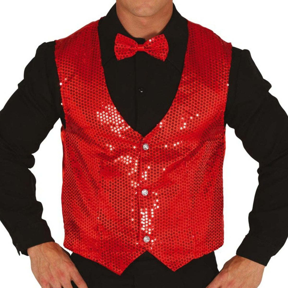 Red Sequin Waistcoat Adult