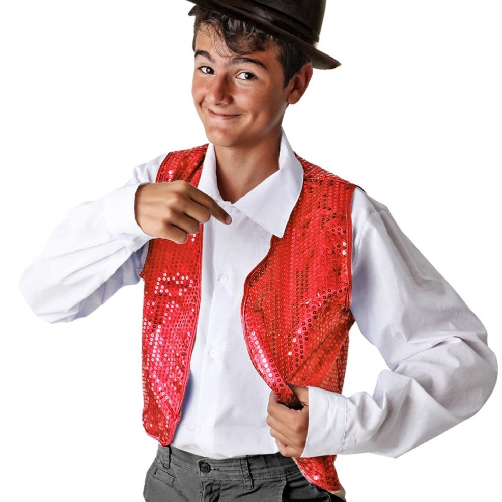 Kids Classic Red Sequin Waistcoat