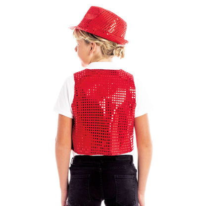 Kids Red Eco Sequin Waistcoat