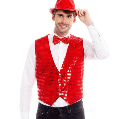Red Eco Sequin Waistcoat