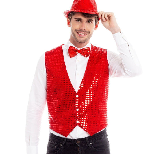 Red Eco Sequin Waistcoat
