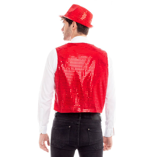 Red Eco Sequin Waistcoat
