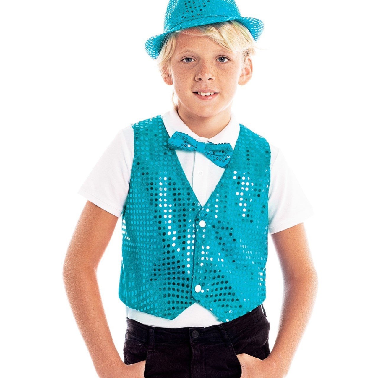 Kids Turquoise Sequin Eco Waistcoat