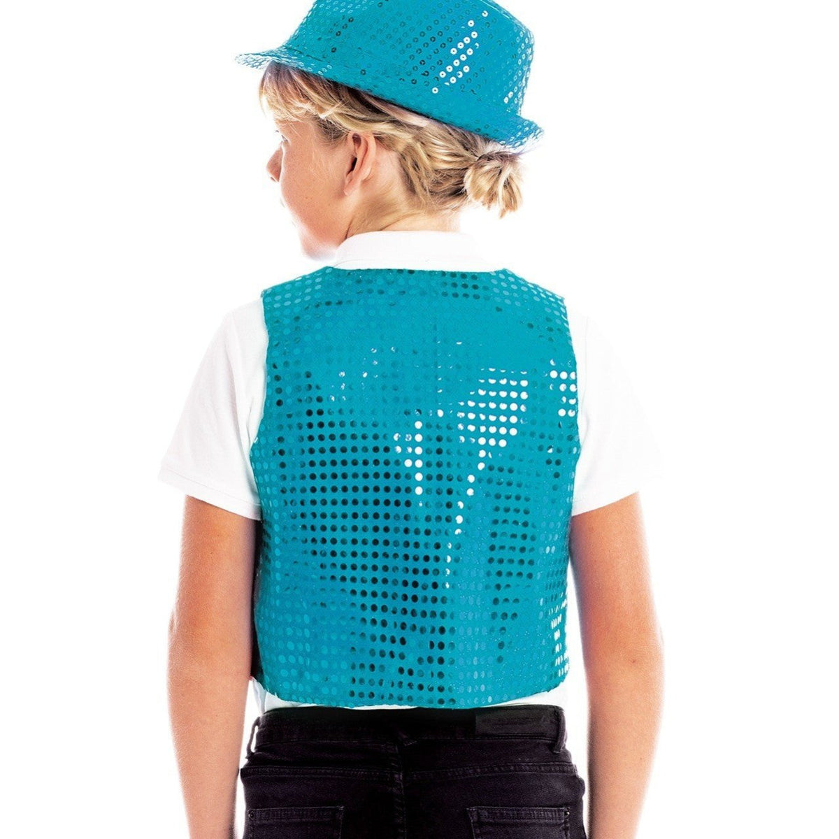 Kids Turquoise Sequin Eco Waistcoat