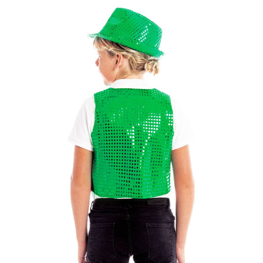 Kids Green Eco Sequin Waistcoat
