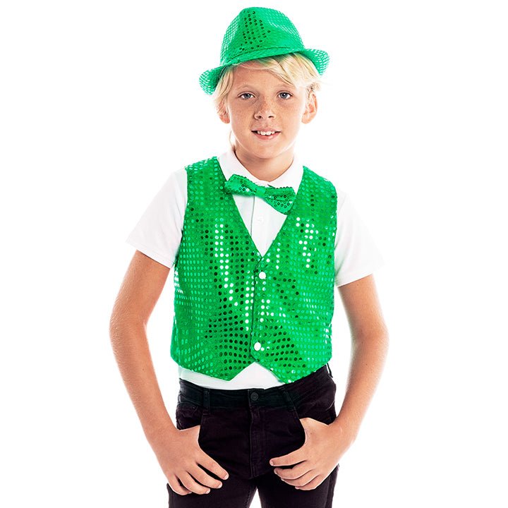 Kids Green Eco Sequin Waistcoat