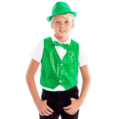Kids Green Eco Sequin Waistcoat