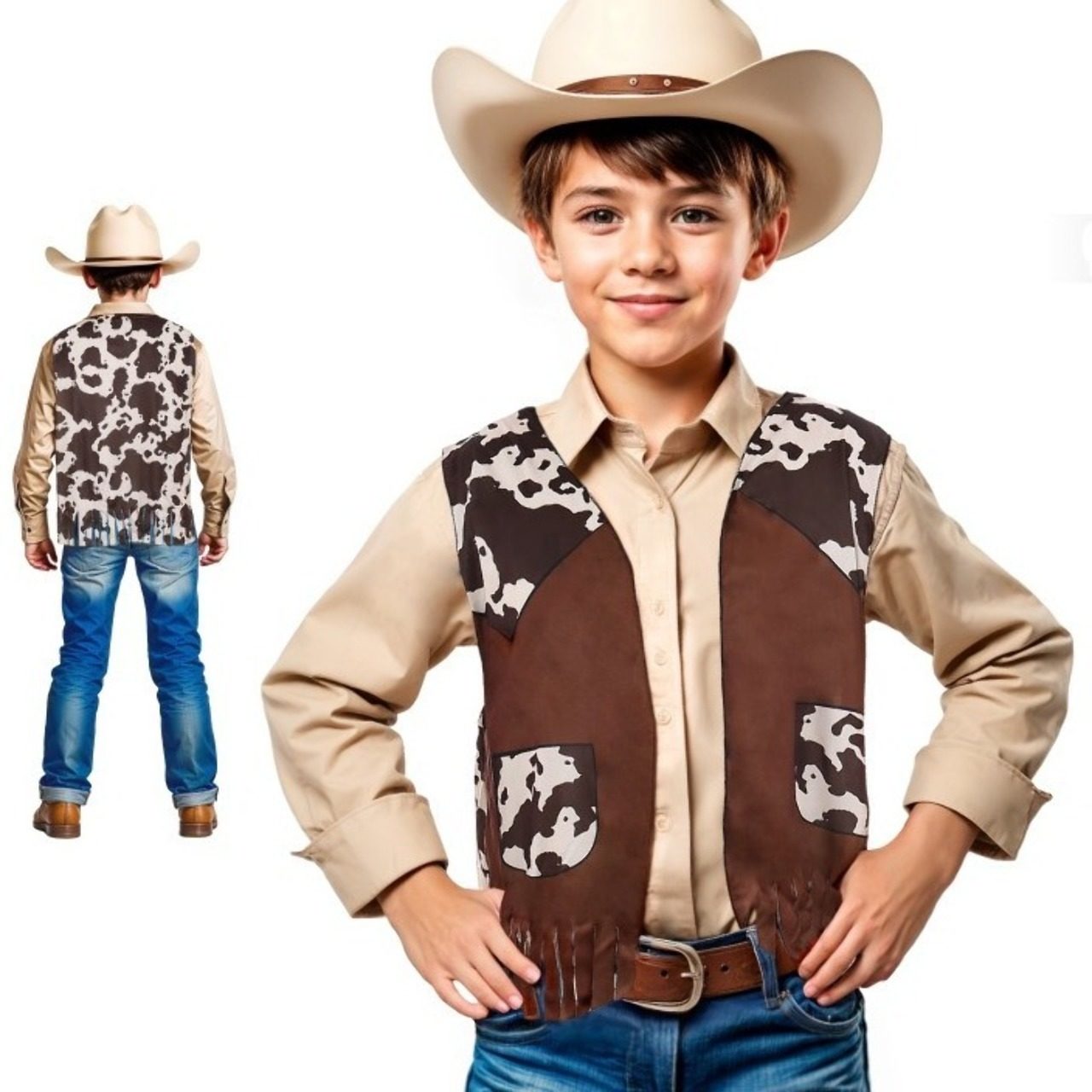 Kids Brown Cowboy Waistcoat