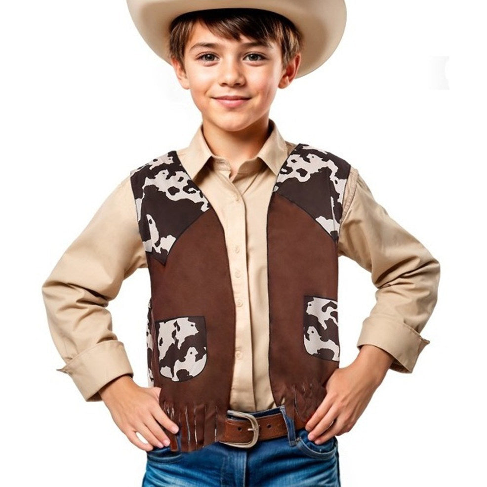 Kids Brown Cowboy Waistcoat