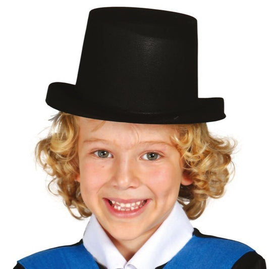 Kids Black Flocked Top Hat