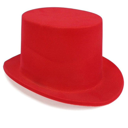 Kids Red Flocked Top Hat