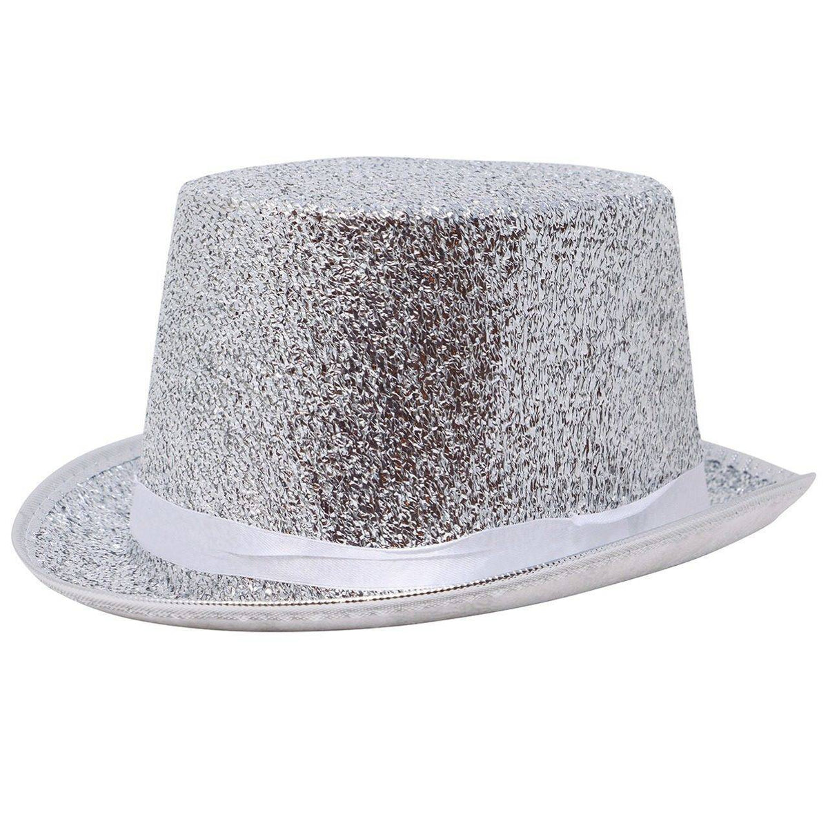 Deluxe Silver Glitter Top Hat