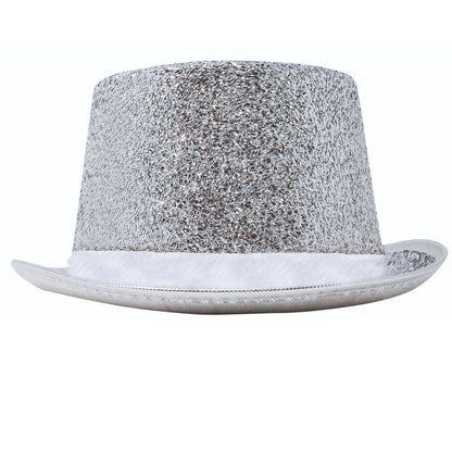 Deluxe Silver Glitter Top Hat