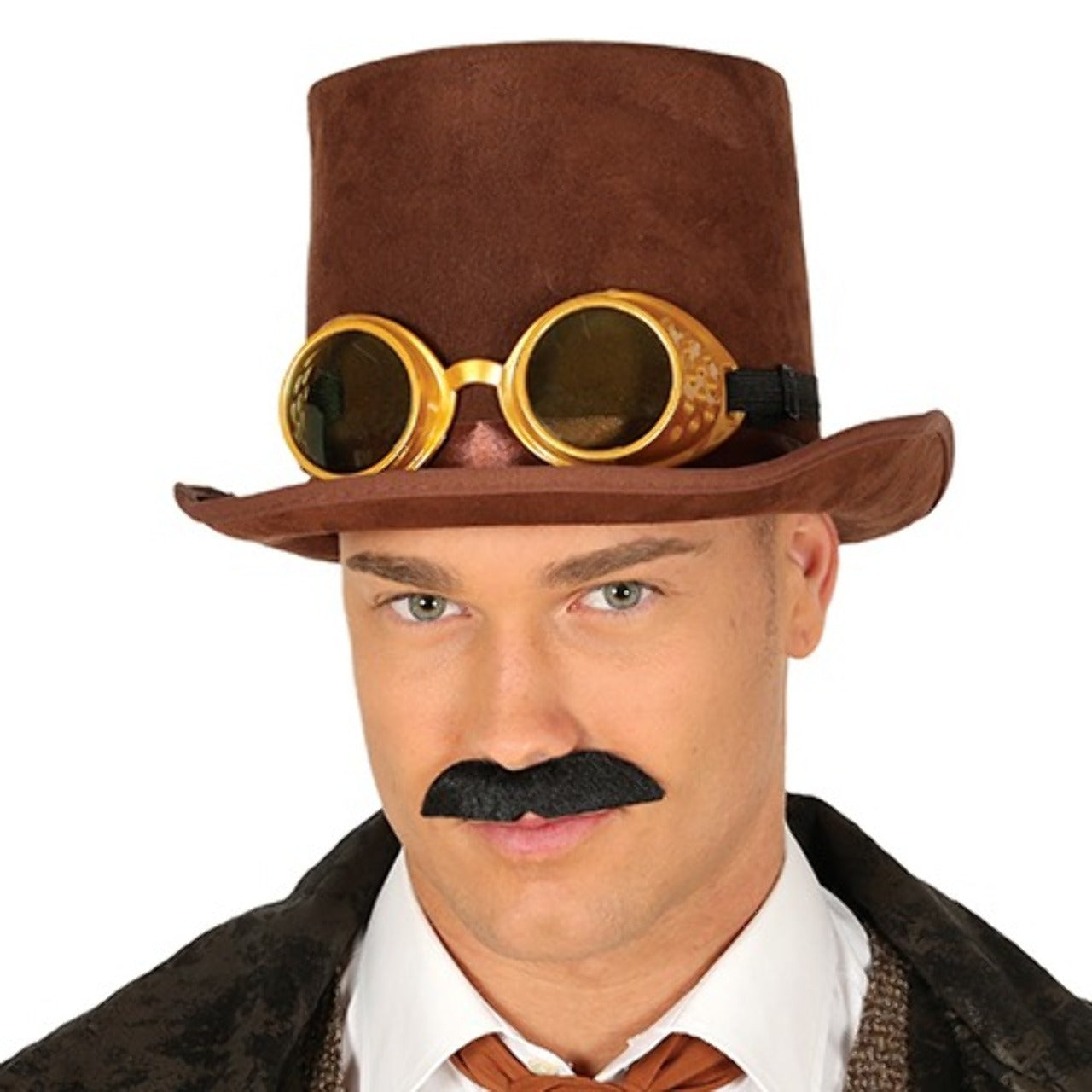 Brown Steampunk Top Hat with Goggles