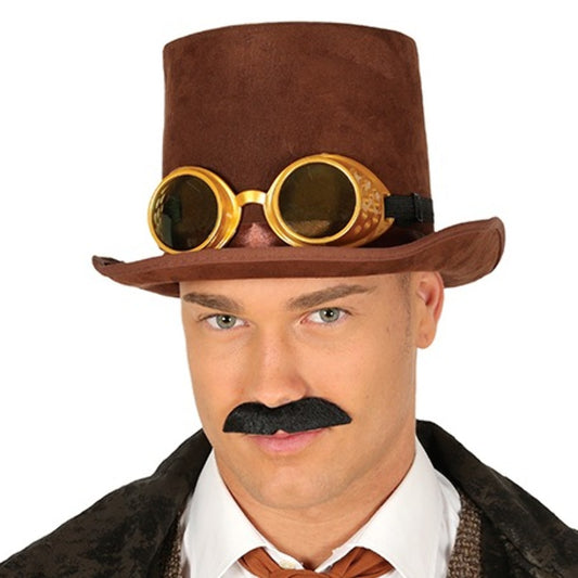 Brown Steampunk Top Hat with Goggles