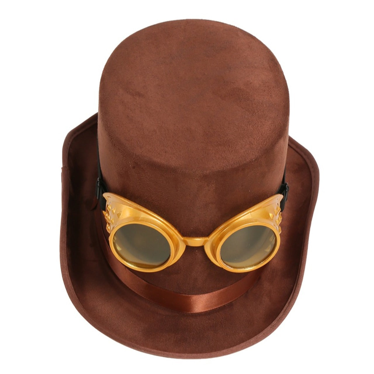 Brown Steampunk Top Hat with Goggles