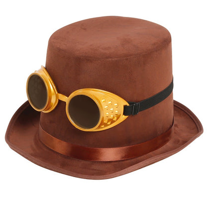 Brown Steampunk Top Hat with Goggles