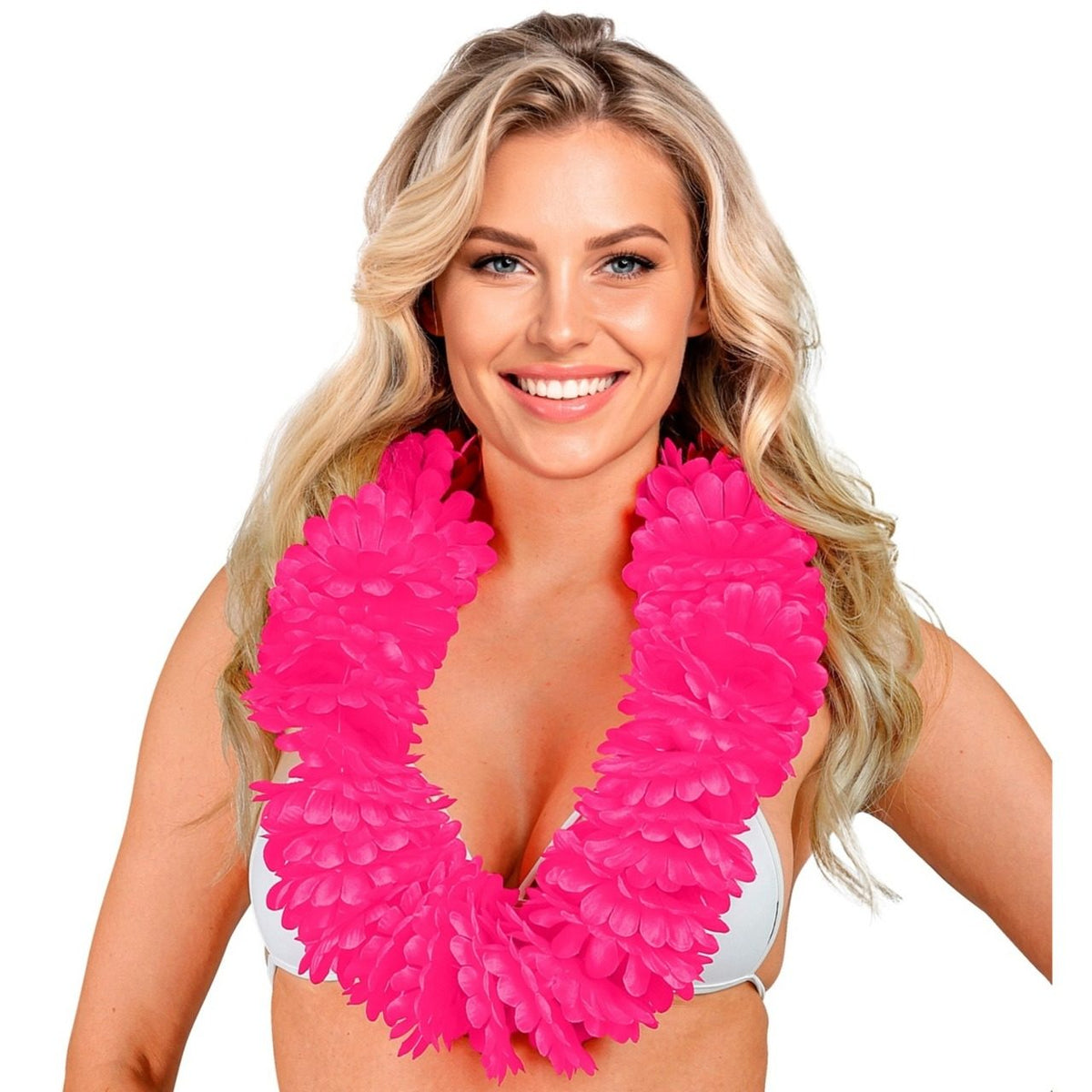 Deluxe Fuchsia Hawaiian Lei Necklace