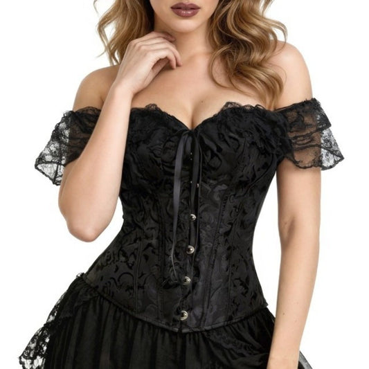 Black Lace Corset with Sleeves