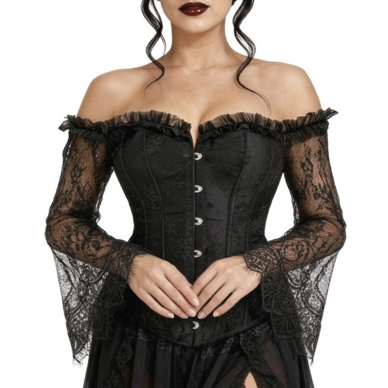 Black Corset with Lace Sleeves