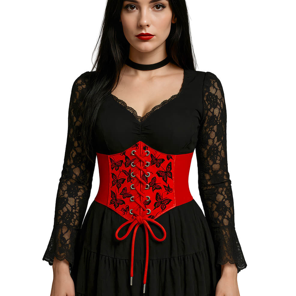 Red Butterflies Corset