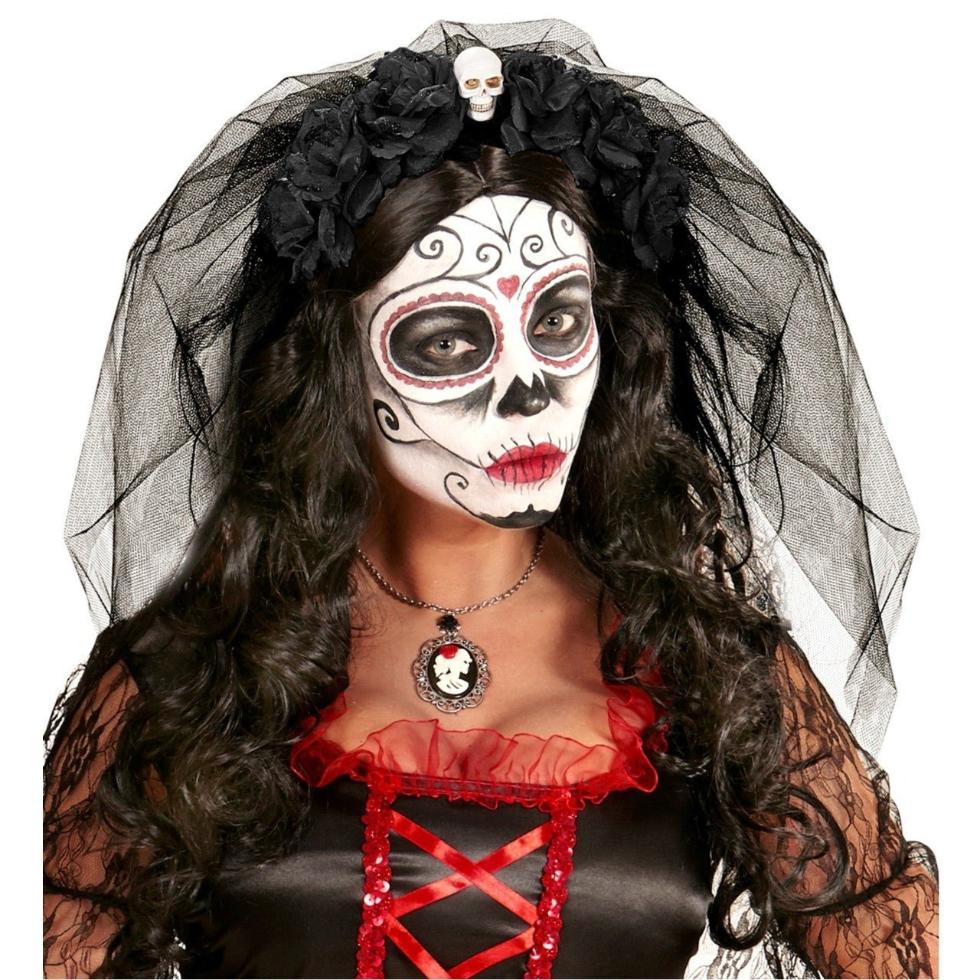 Catrina Skull Headband with Veil