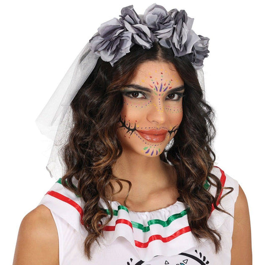 Grey Corpse Bride Headband