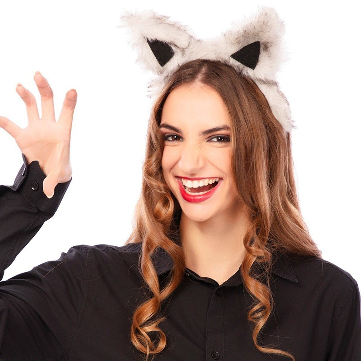 Grey Wolf Ears Headband