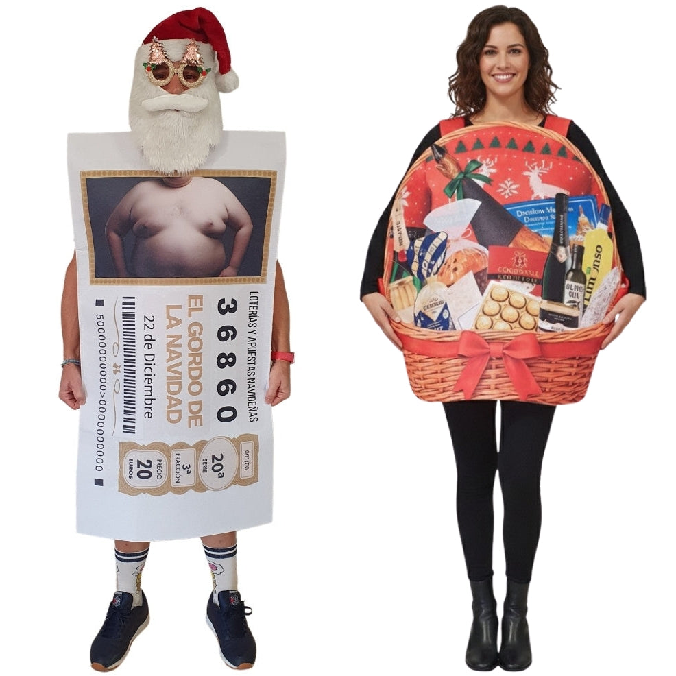 Christmas Hamper & Lottery Ticket Couples Costumes