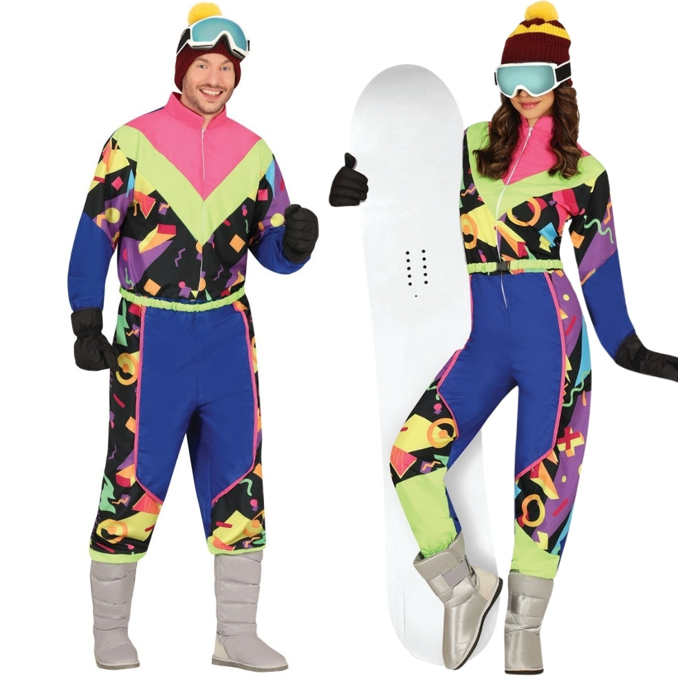 Multicoloured Skier Couples Costumes