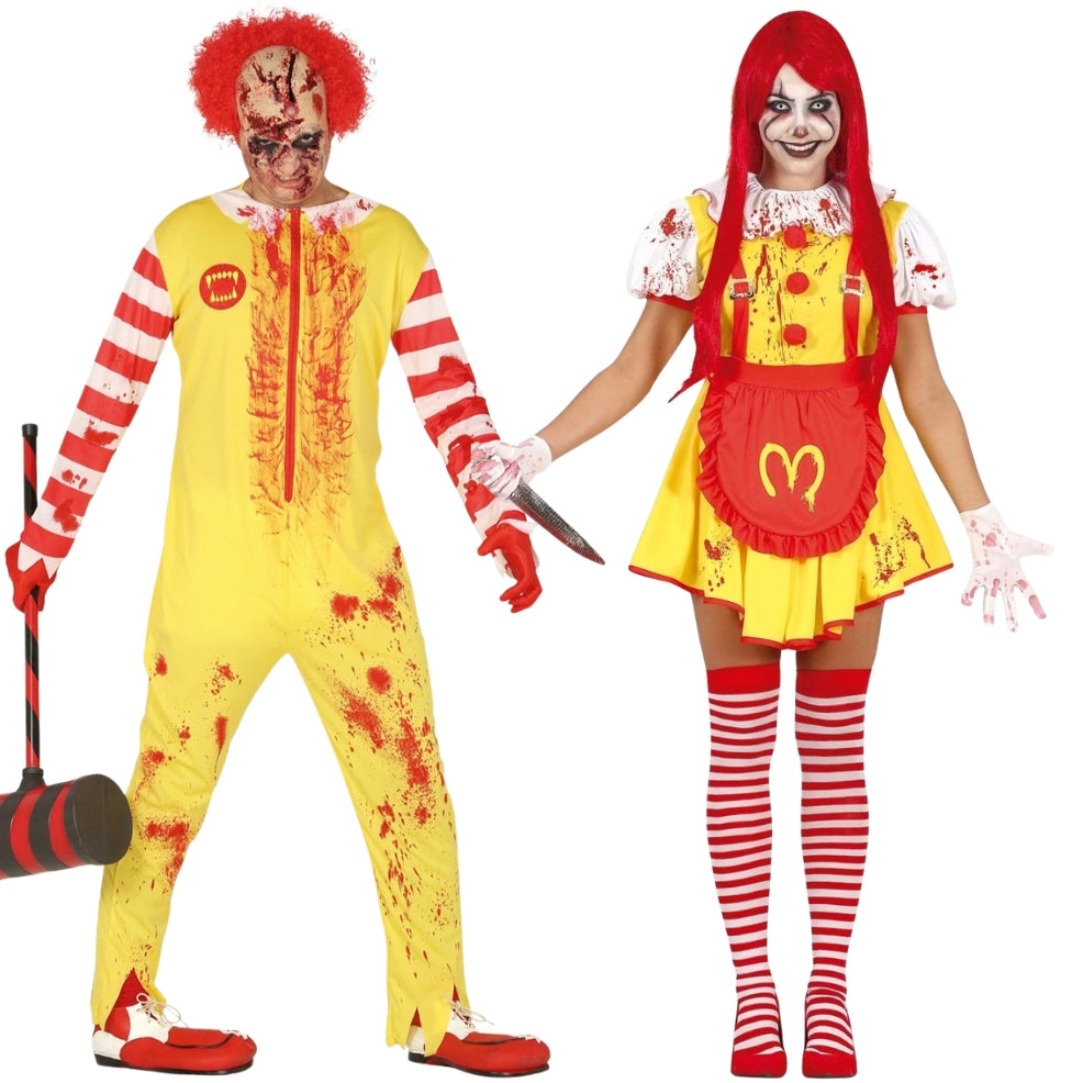 Bloody Burger Clown Couples Costumes