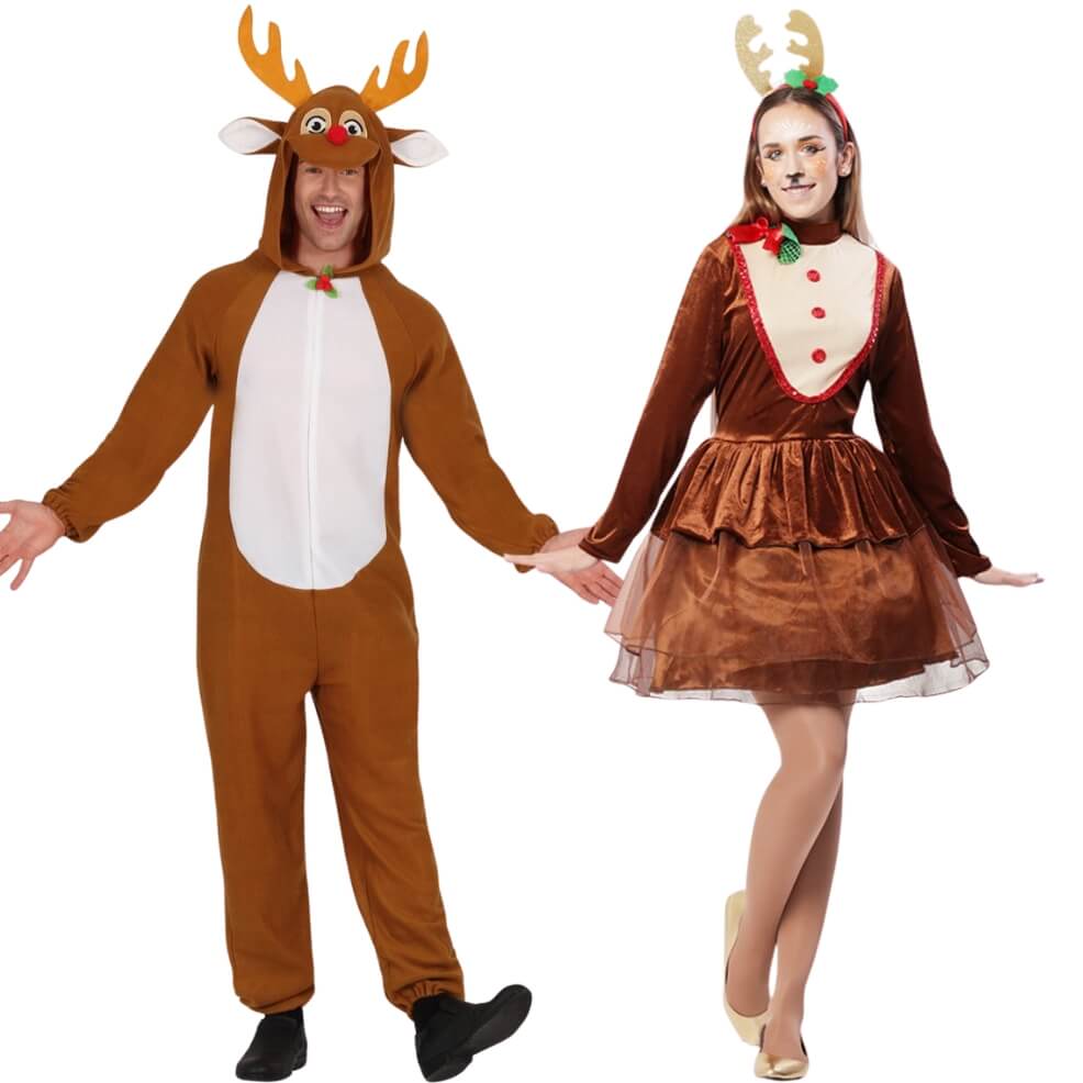 Cheerful Reindeer Couples Costumes