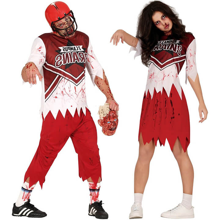 Zombie Cheerleader and Player Couples Costumes