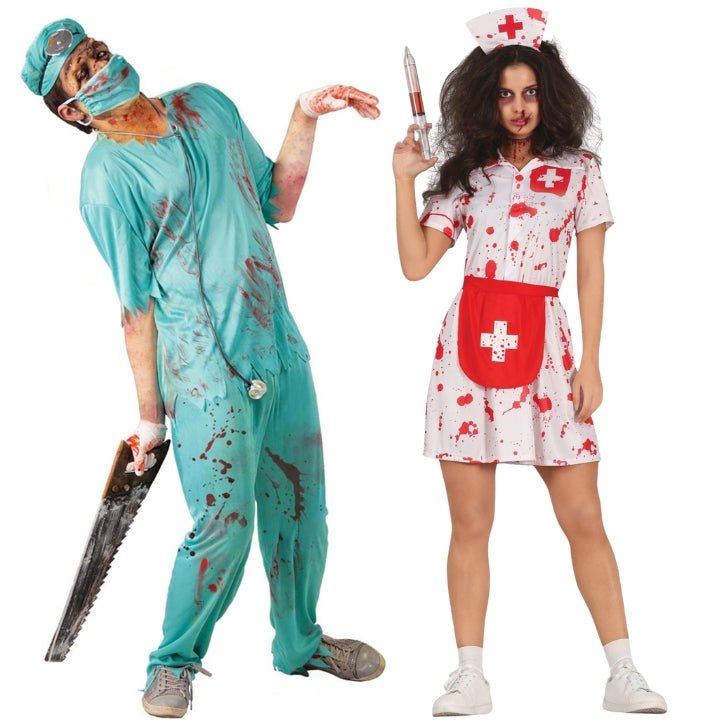 Zombie Doctor and Nurse Couples Costumes
