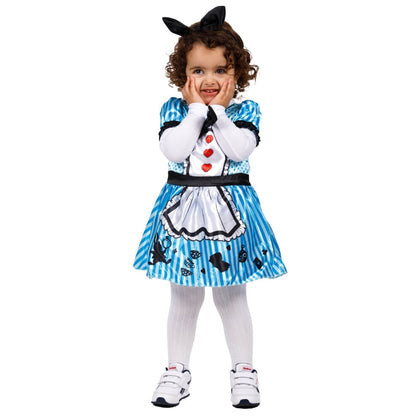 Girls Striped Alice Costume